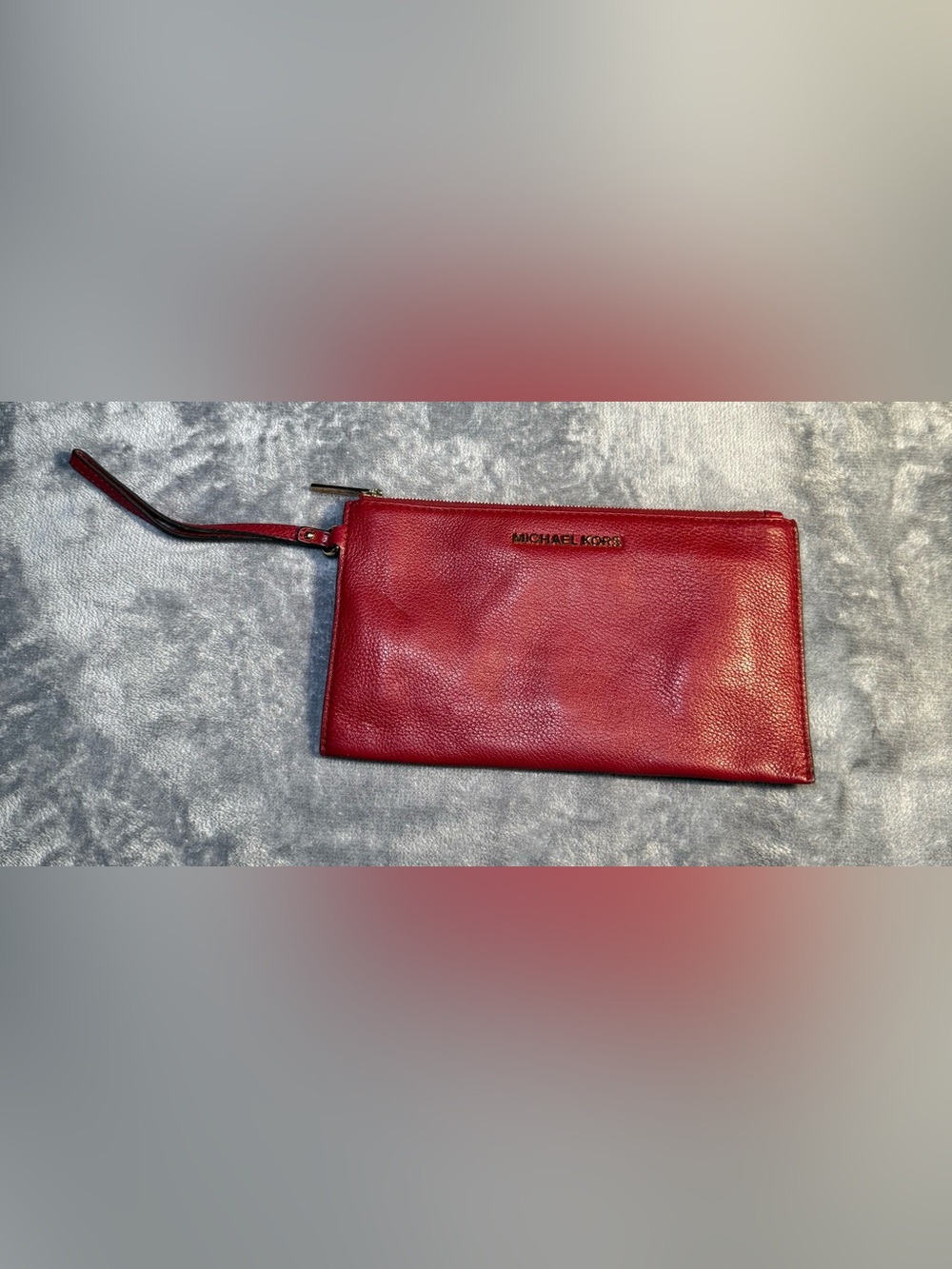 Michael Kors Red Pebbled Leather Zip Wristlet